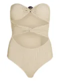 Karl Lagerfeld Fan Charm strapless lurex swimsuit - Neutrals