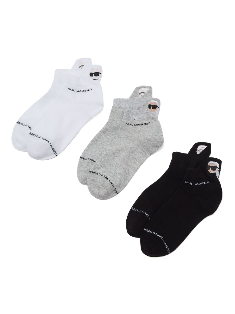 Karl Lagerfeld Drie paar Ikonik intarsia sokken Zwart
