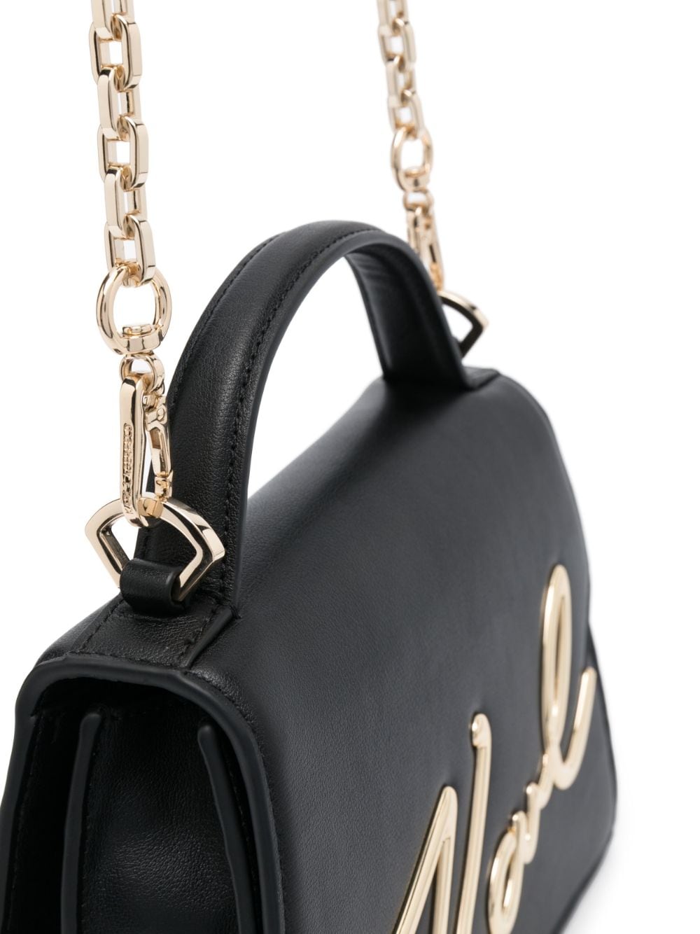 Shop Karl Lagerfeld Signature Leather Crossbody Bag In Black