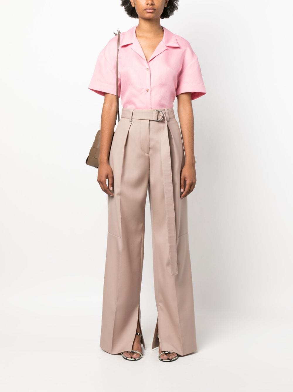 Jil Sander belted pleated wide-leg trousers - Beige