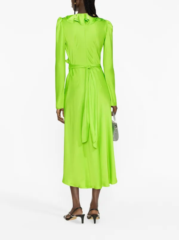 Philosophy Di Lorenzo Serafini Satin Wrap Dress Unisex Lime Size 8 Us