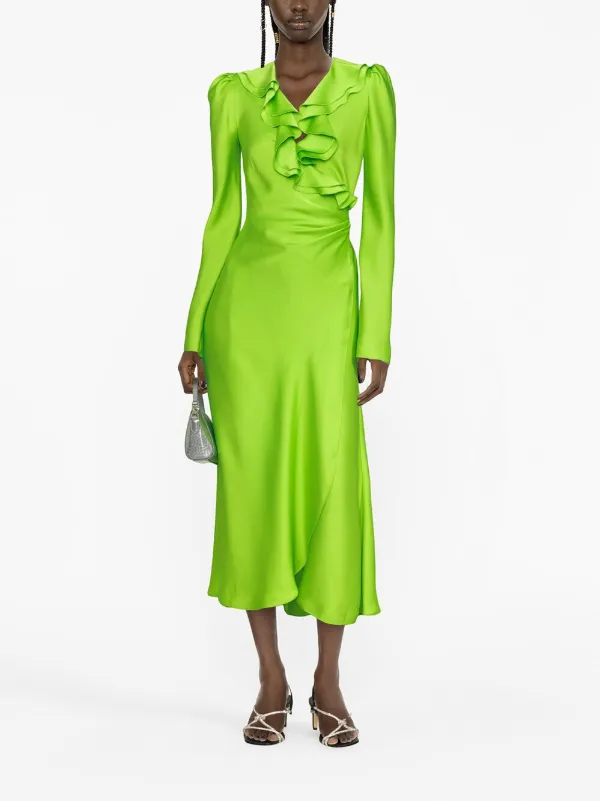 philosophy di lorenzo serafini green dress Satin Wrap Unisex Lime Size 8 Us floraljewellery