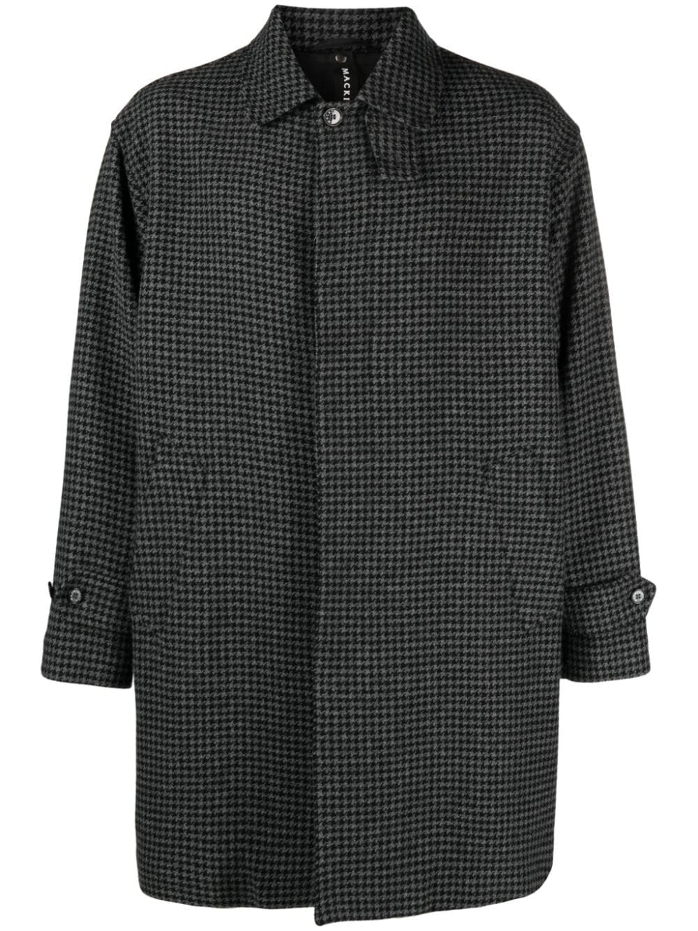 Mackintosh Houndstooth-pattern Wool Coat In Grey