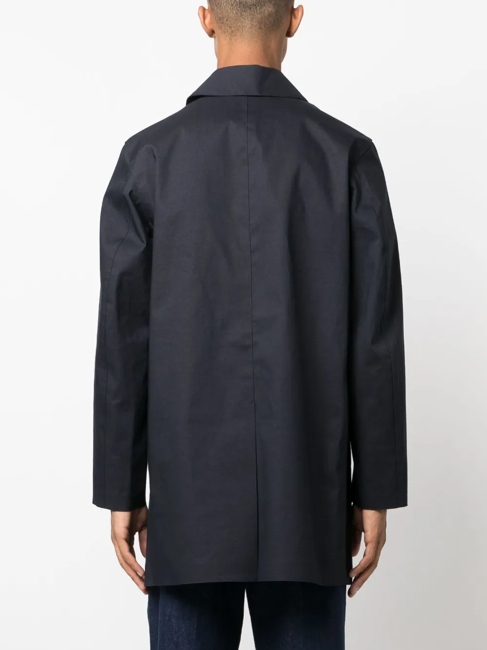 Shop Mackintosh Single-breasted Cotton Coat In Blue