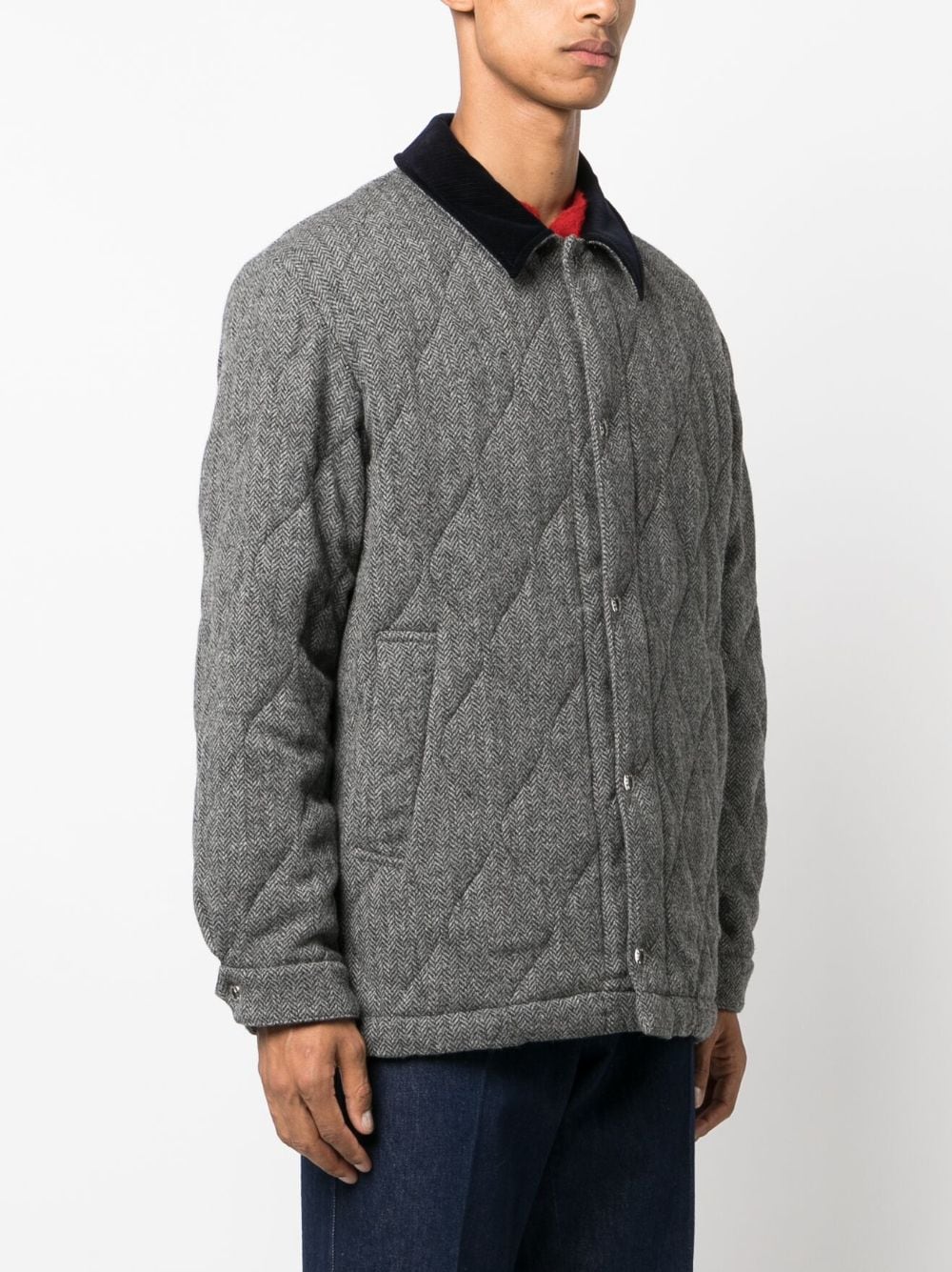 Shop Mackintosh Quilted Wool Jacket In Grey