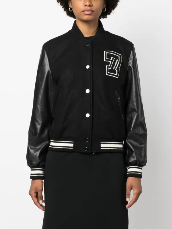 Karl Lagerfeld logo-patch Varsity Jacket | Black | FARFETCH