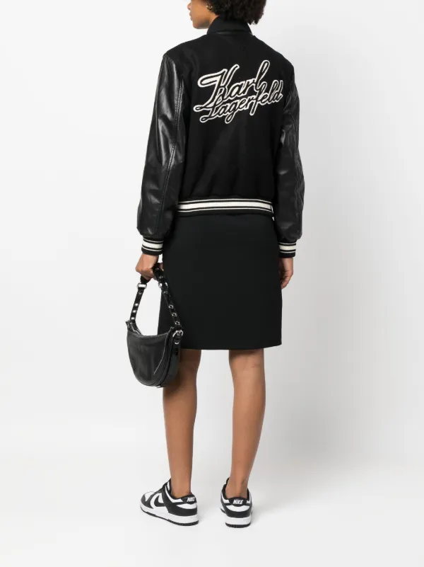 Karl Lagerfeld logo-patch Varsity Jacket | Black | FARFETCH