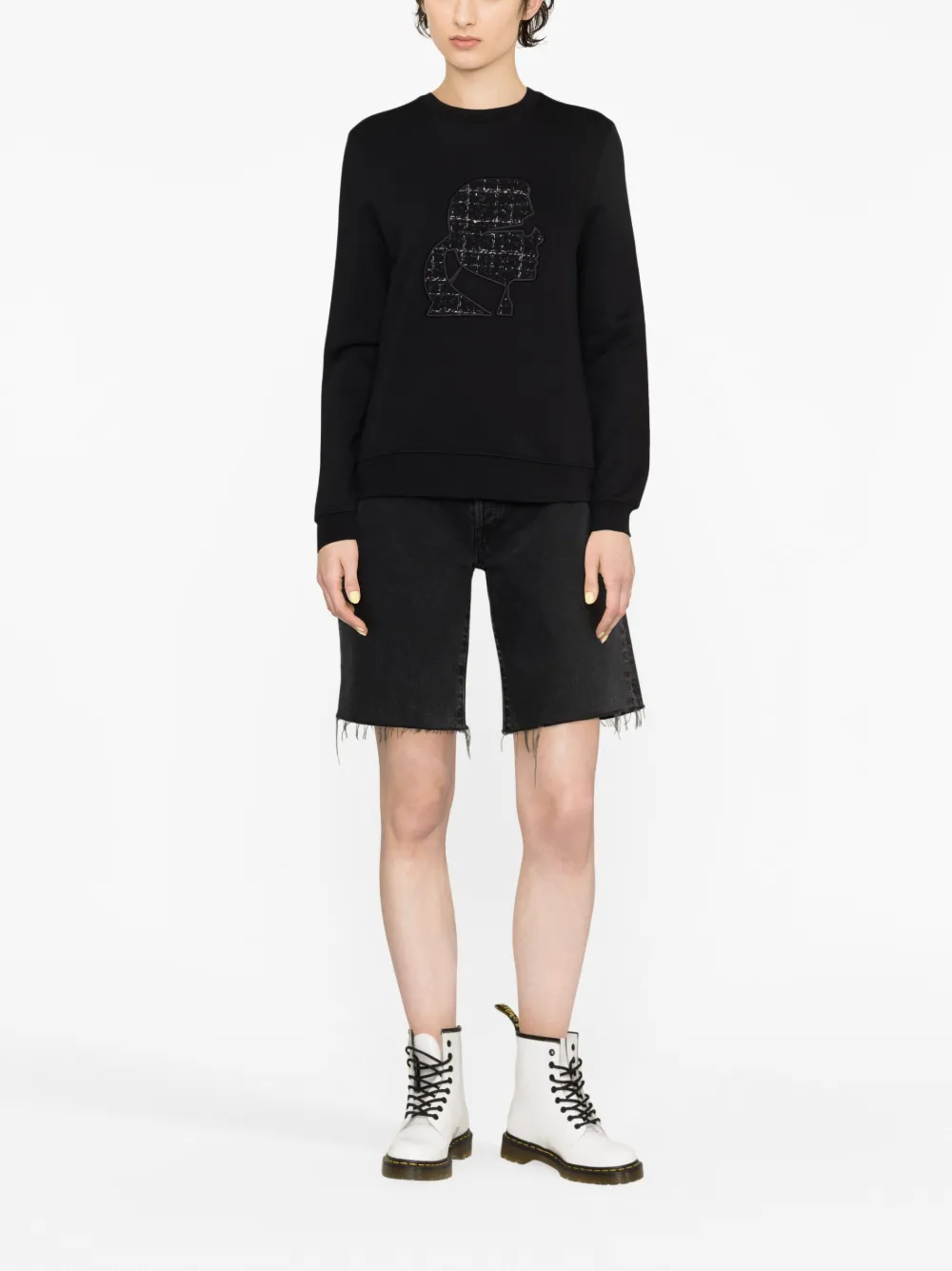 Image 2 of Karl Lagerfeld Bouclé Karl Profile crew-neck sweatshirt