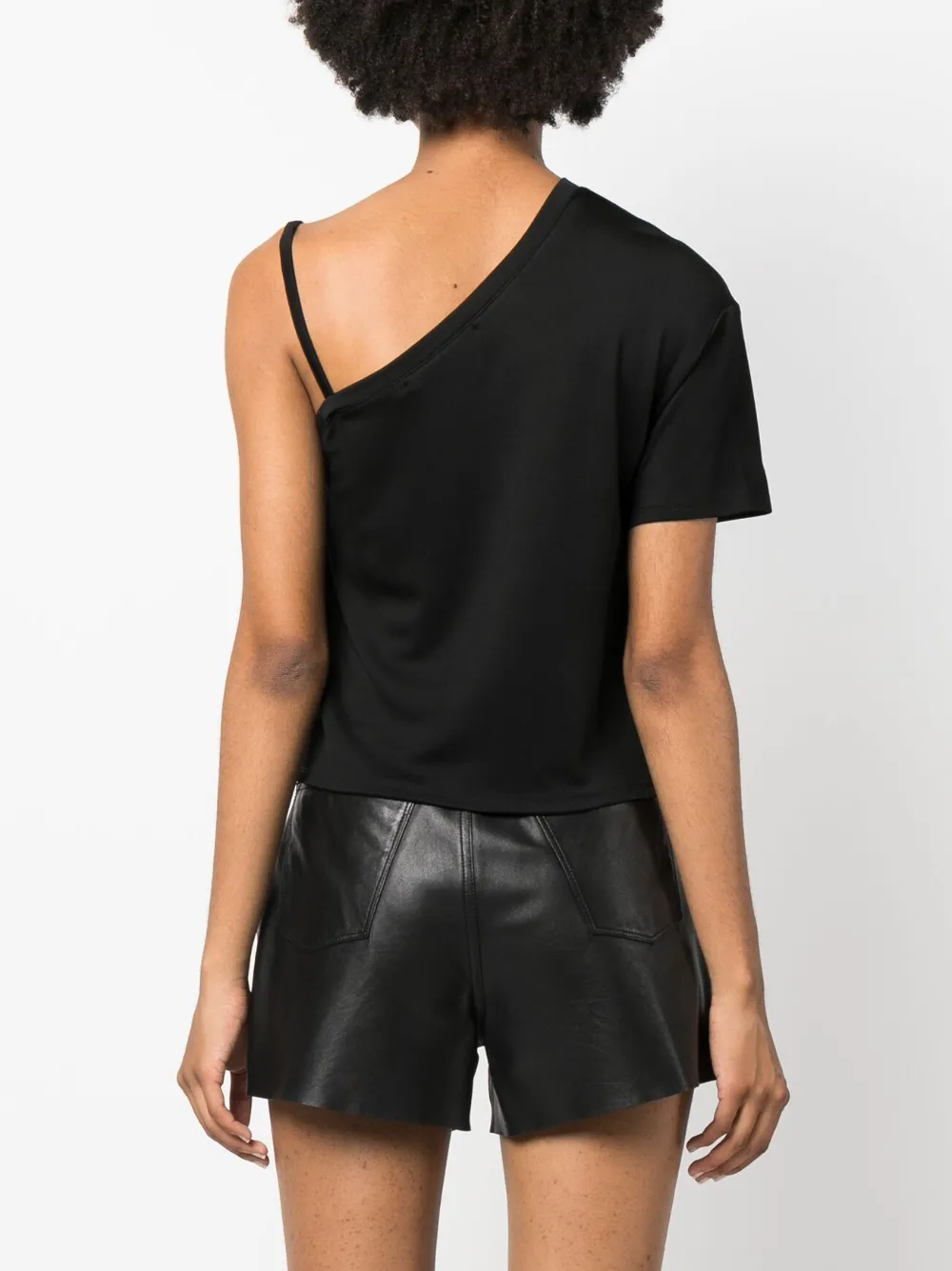 Shop Karl Lagerfeld Logo-print One-shoulder Top In Black