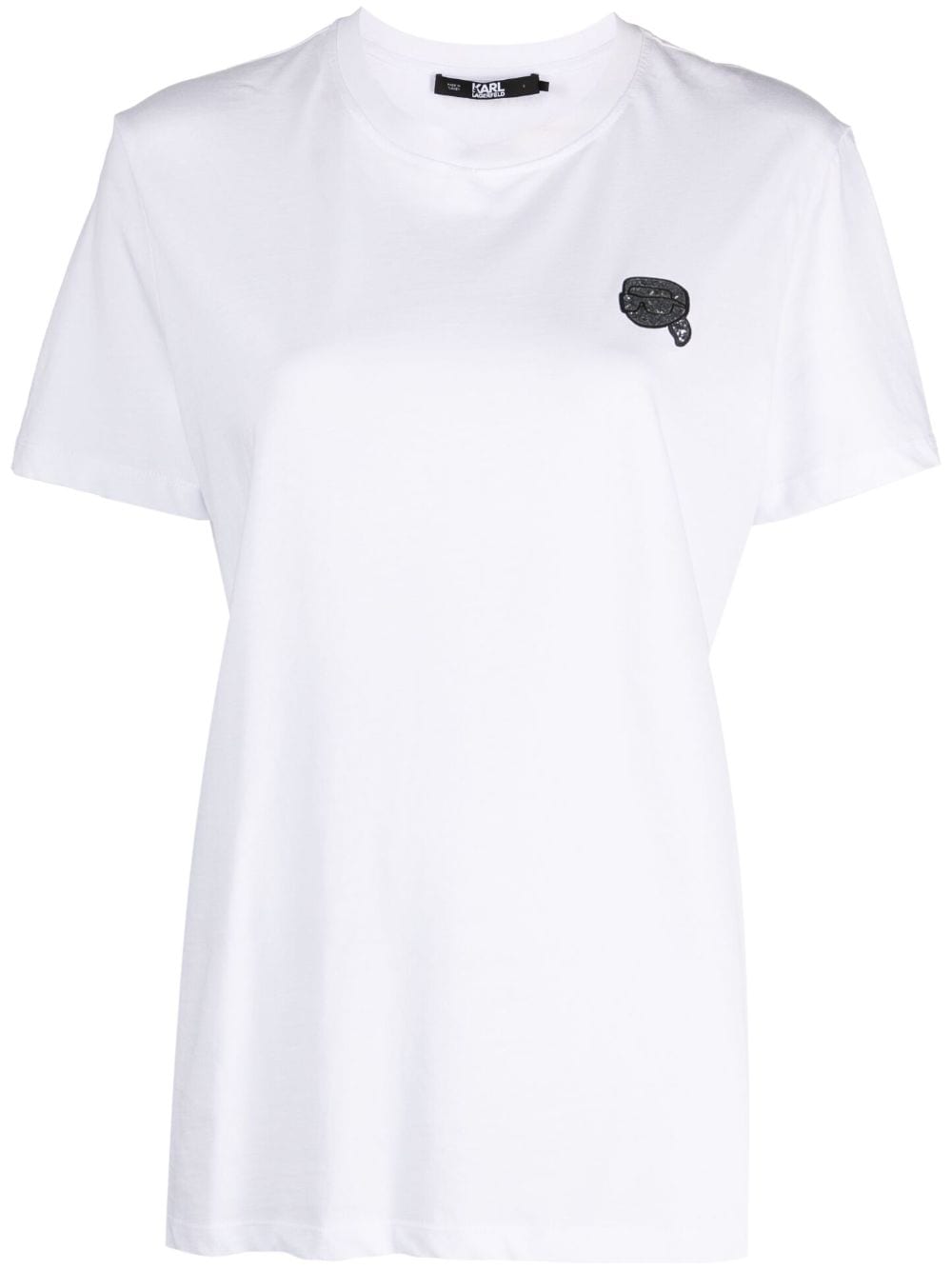 Karl Lagerfeld Ikonik 2.0 Glitter Organic Cotton T-shirt In White