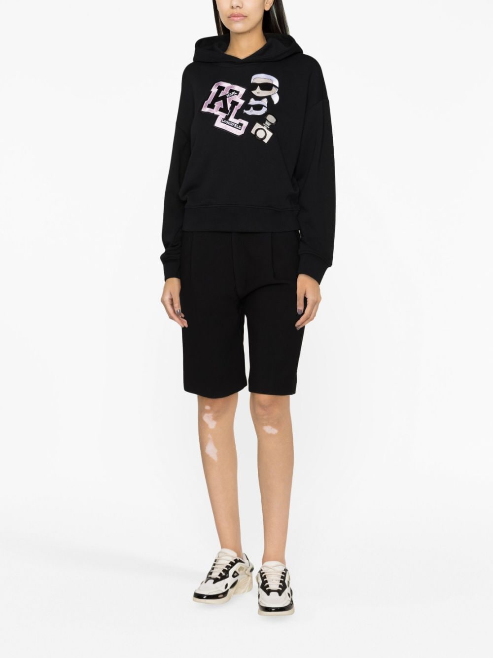 Karl Lagerfeld Ikonik Varsity hoodie - Zwart