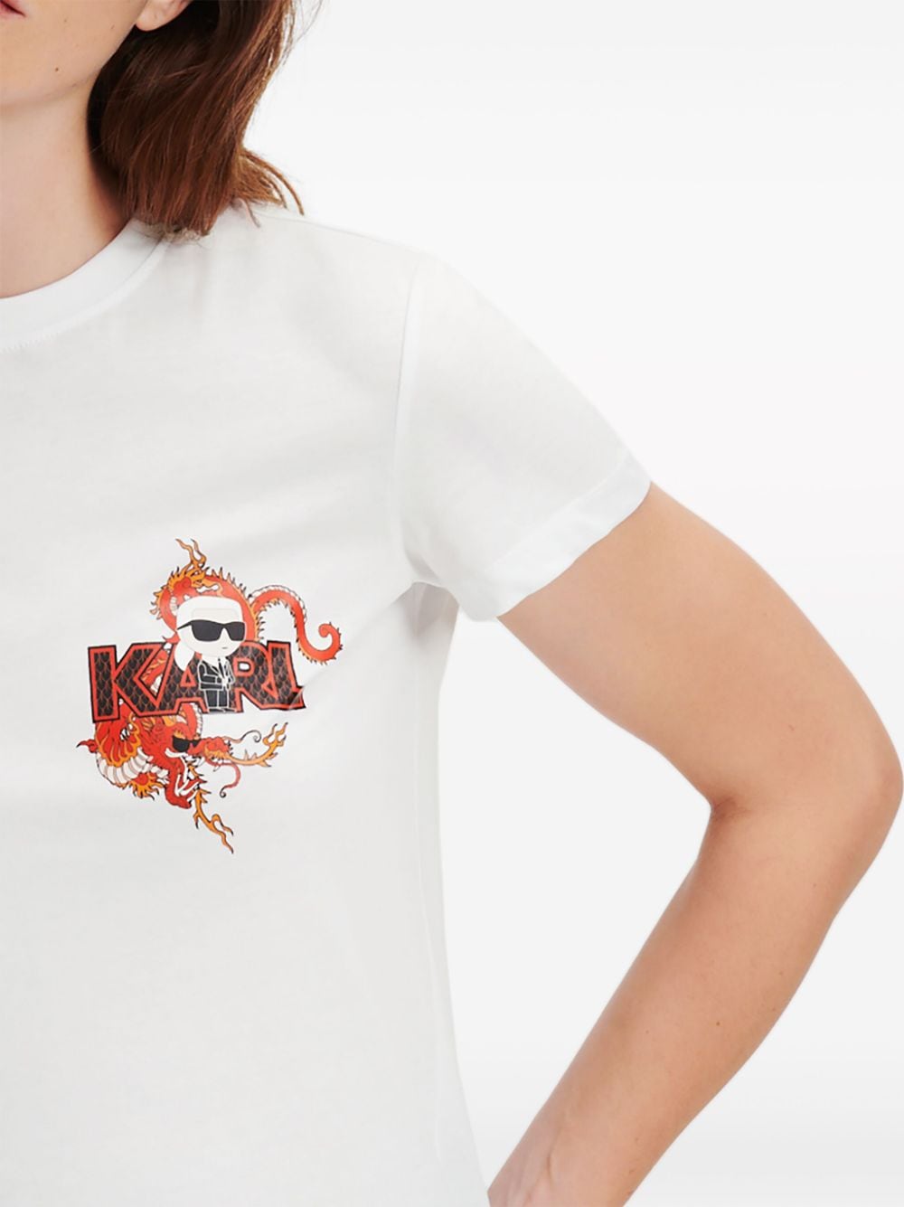 Shop Karl Lagerfeld Year Of The Dragon Ikonik T-shirt In Weiss