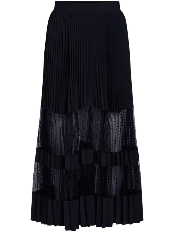 Black tulle outlet pleated midi skirt