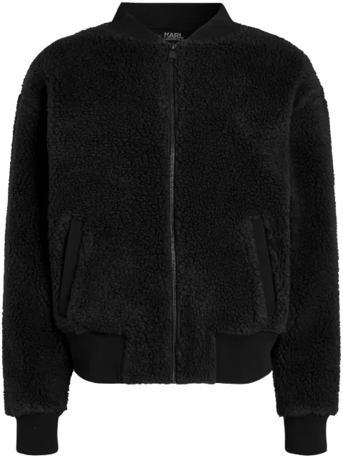 Karl Lagerfeld logo-embroidered zip-up bomber jacket