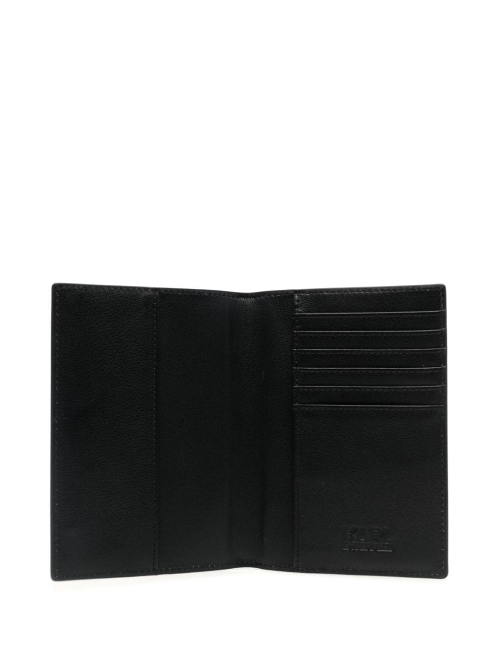 Shop Karl Lagerfeld Ikonik Leather Passport Holder In Black