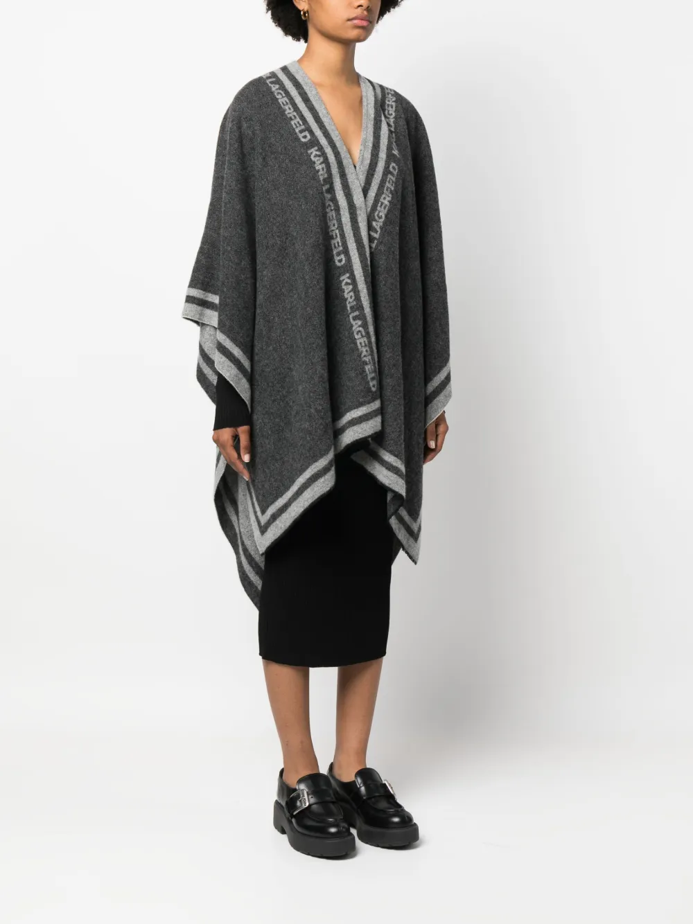 Karl Lagerfeld Wollen poncho Zwart