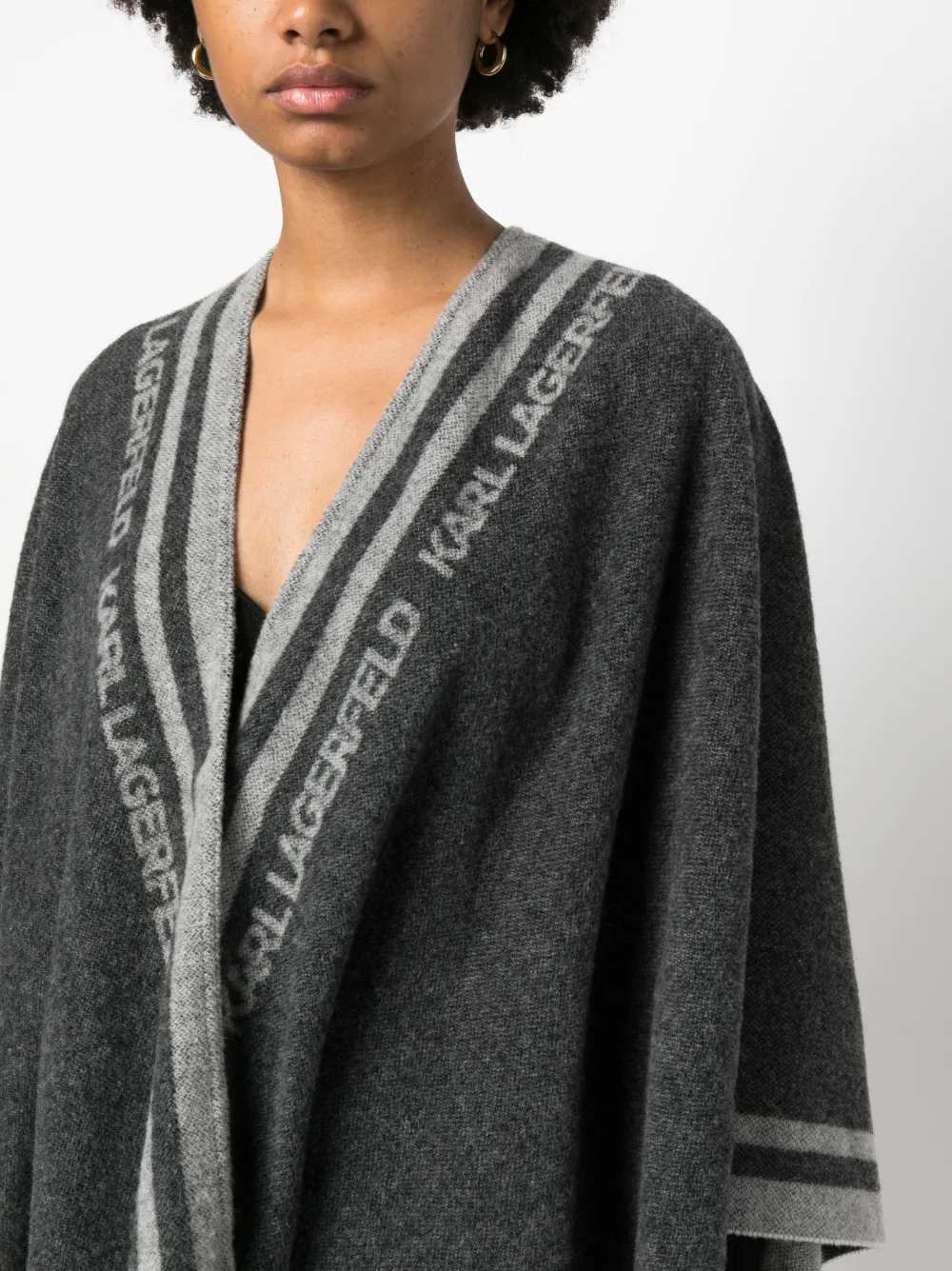 Karl Lagerfeld Wollen poncho Zwart