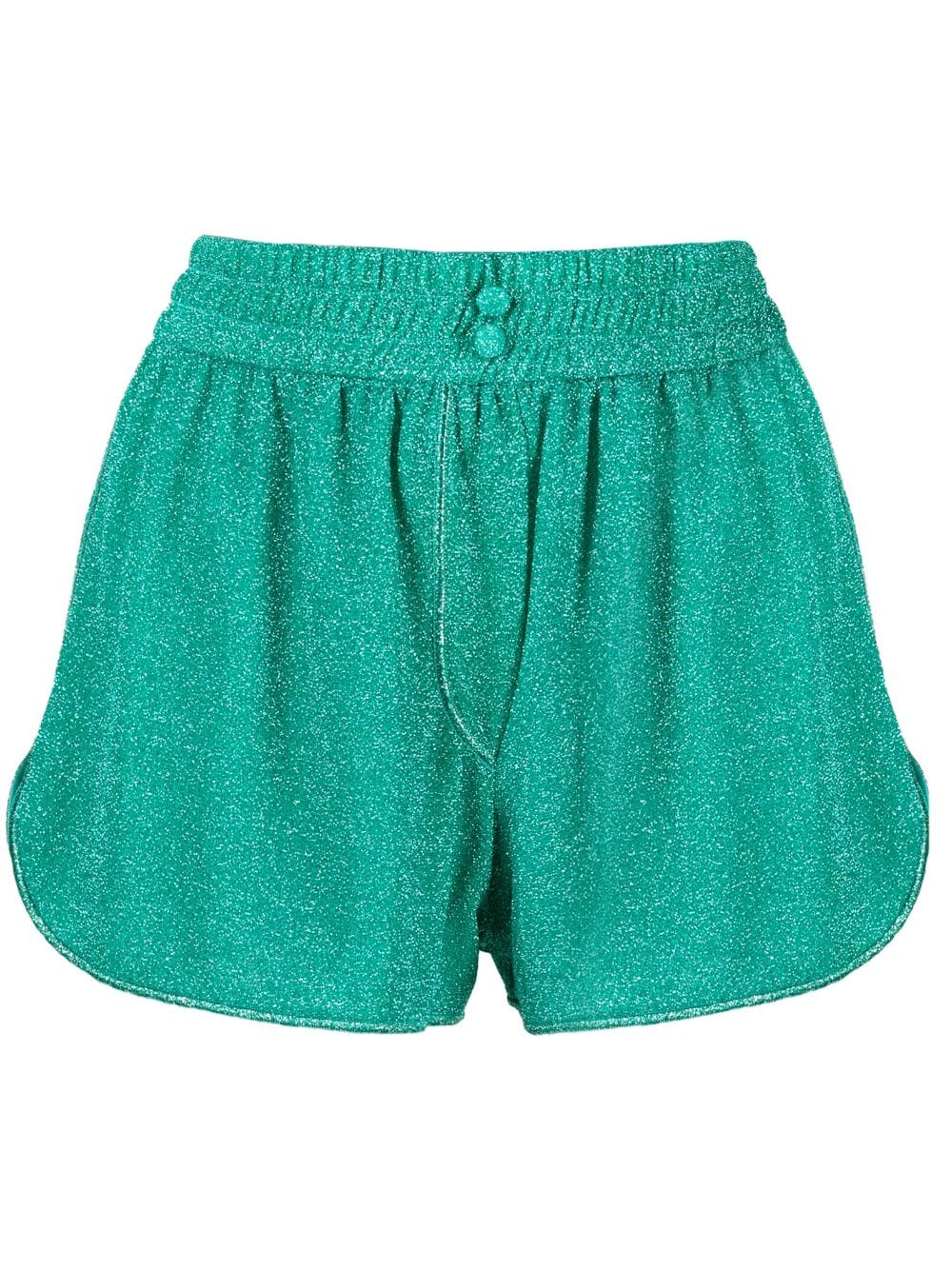 Shop Oseree Lumière Lurex Shorts In Grün