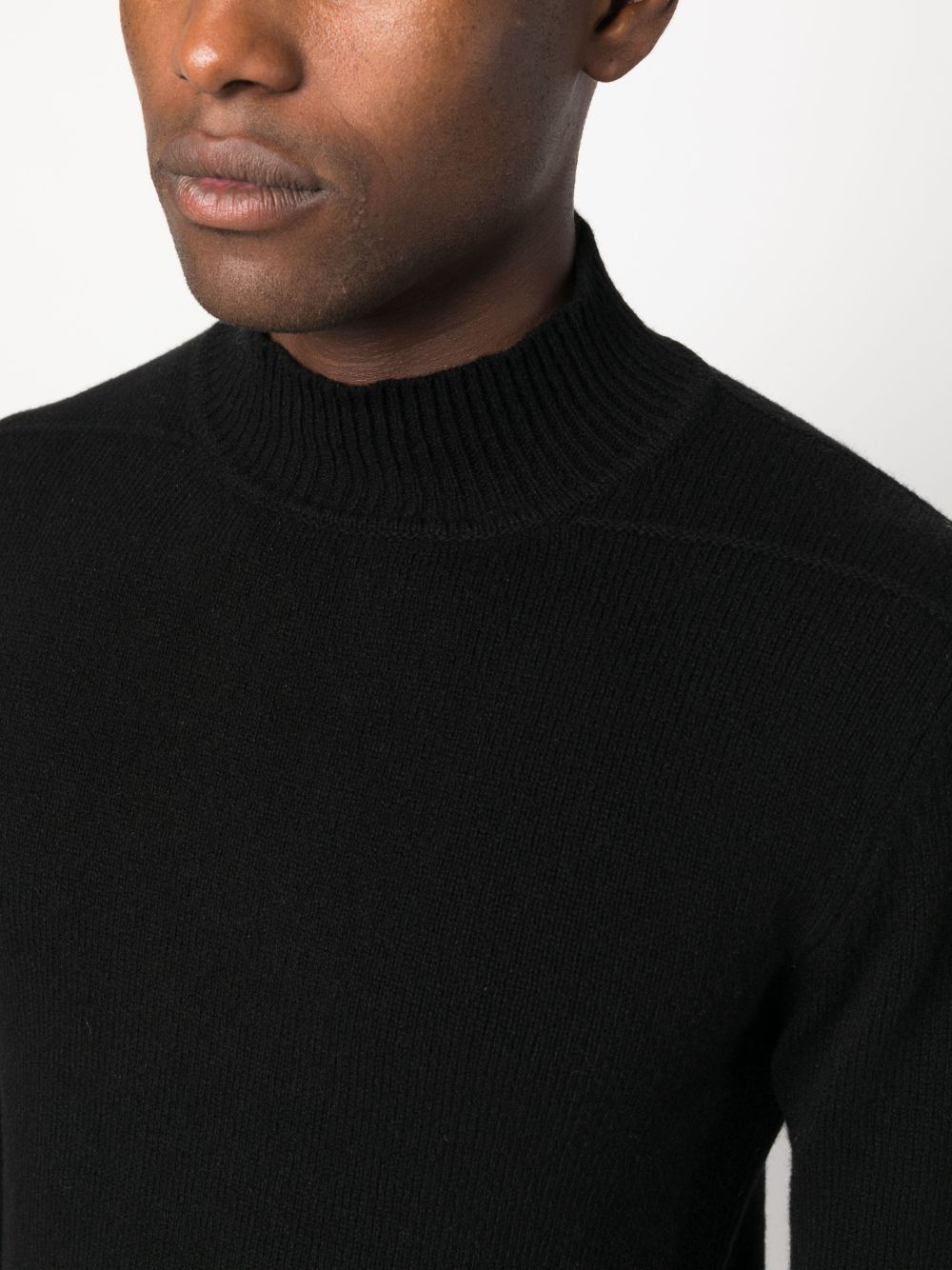 Shop Rick Owens Funnel-neck Recycled-cashmere Jumper In Black