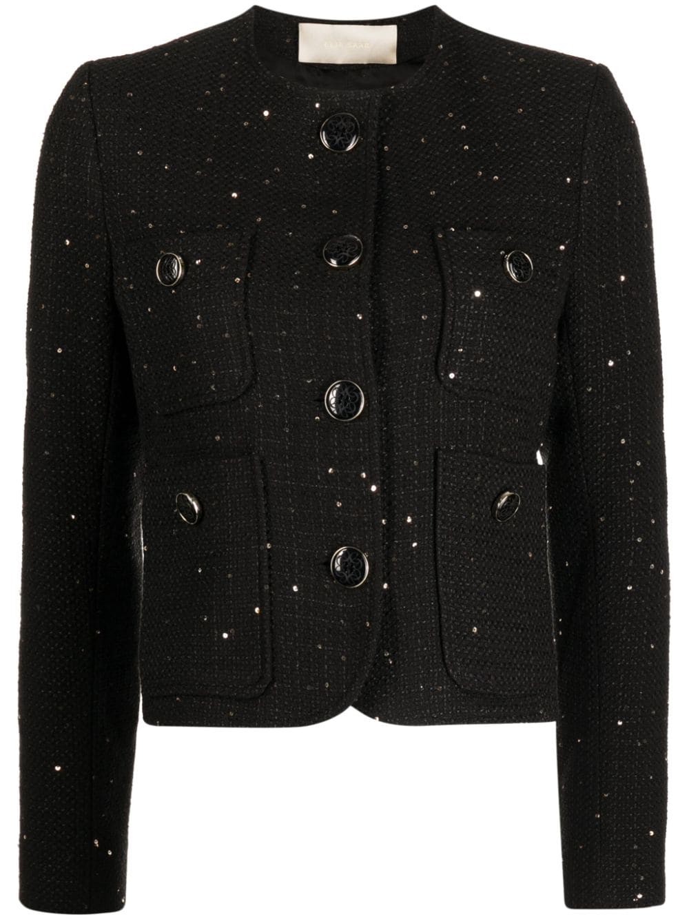 Elie Saab metallic-threading tweed jacket – Black