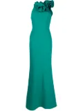 Elie Saab ruffle-detail cady halterneck dress - Green