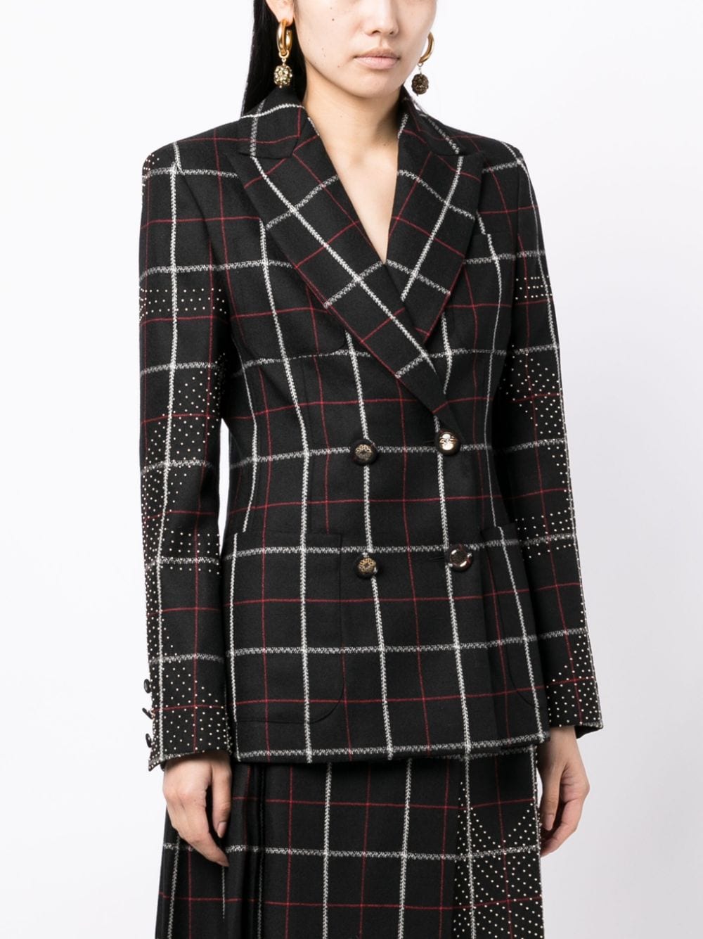 Shop Elie Saab Check-pattern Peak-lapels Blazer In Black