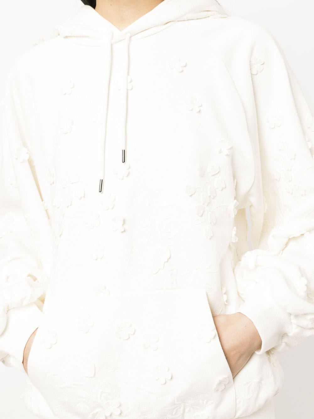 Shop Elie Saab Embroidered-design Cotton Blend Hoodie In White