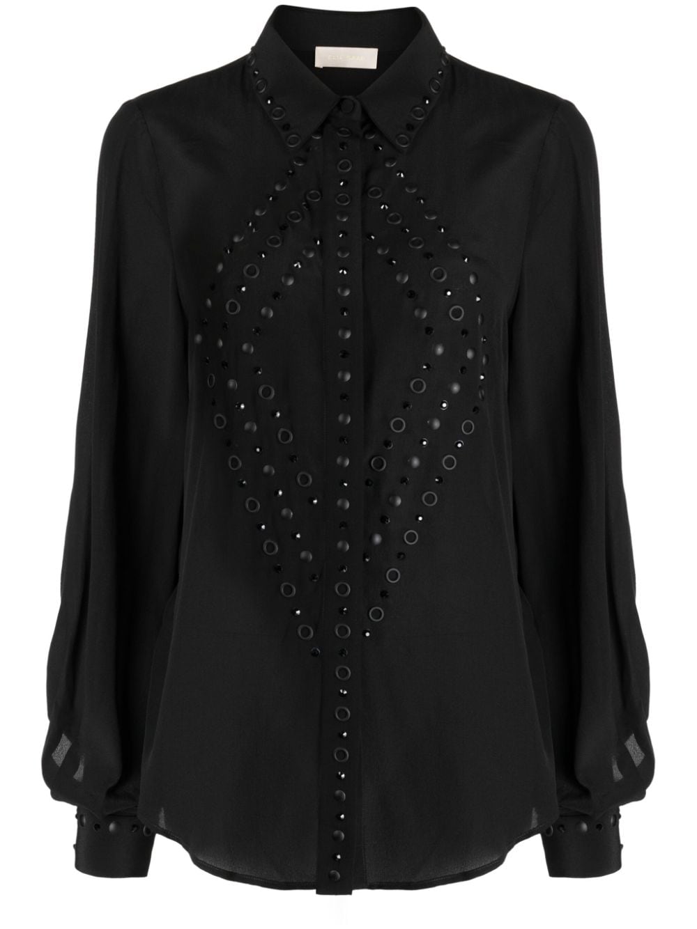 Elie Saab Eyelet-embellished Silk Shirt In Black
