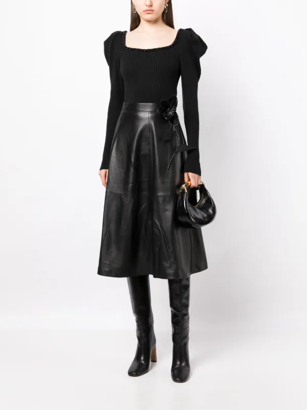 Embroidered leather skirt shop