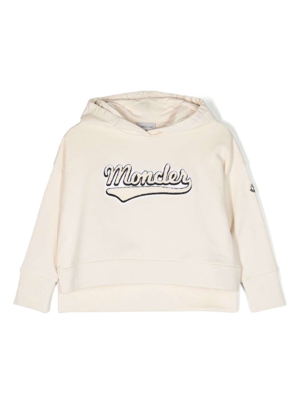 Moncler Enfant logo-embroidered cotton hoodie - Neutrals