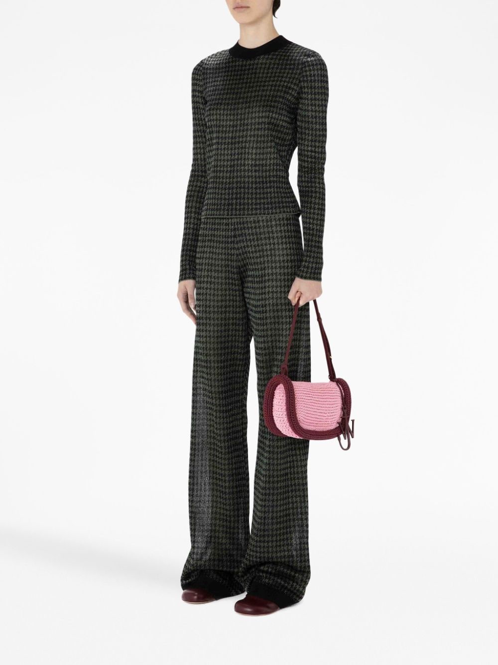 Shop Jw Anderson Bumper-15 Crochet-knit Shoulder Bag In Pink