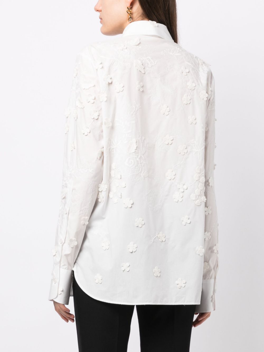 Shop Elie Saab Embroidered Cotton Shirt In White