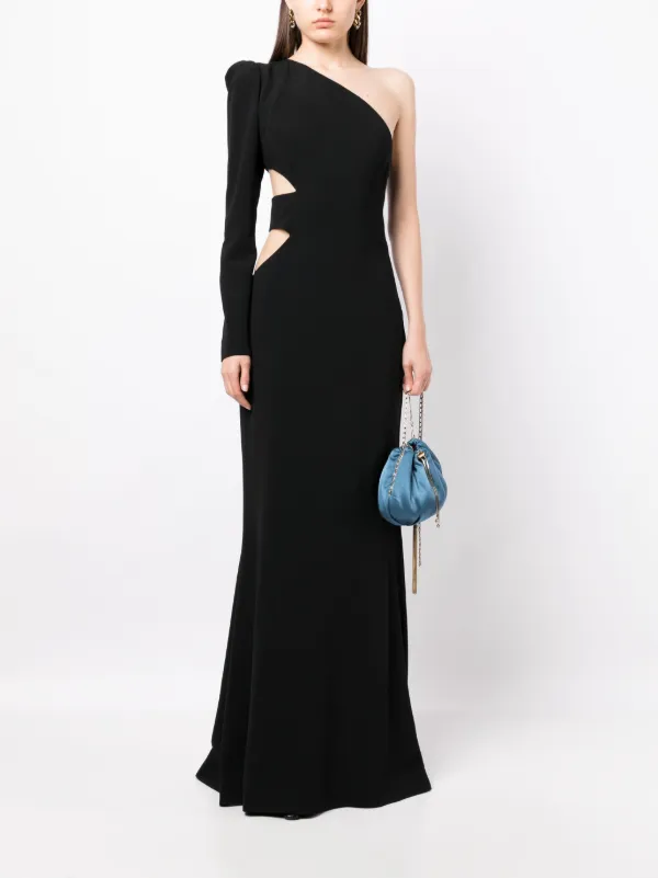 One shoulder long sleeve maxi dress deals