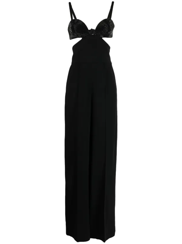Elie Saab Crystal-embellished Cut-out Detailing Jumpsuit in Black