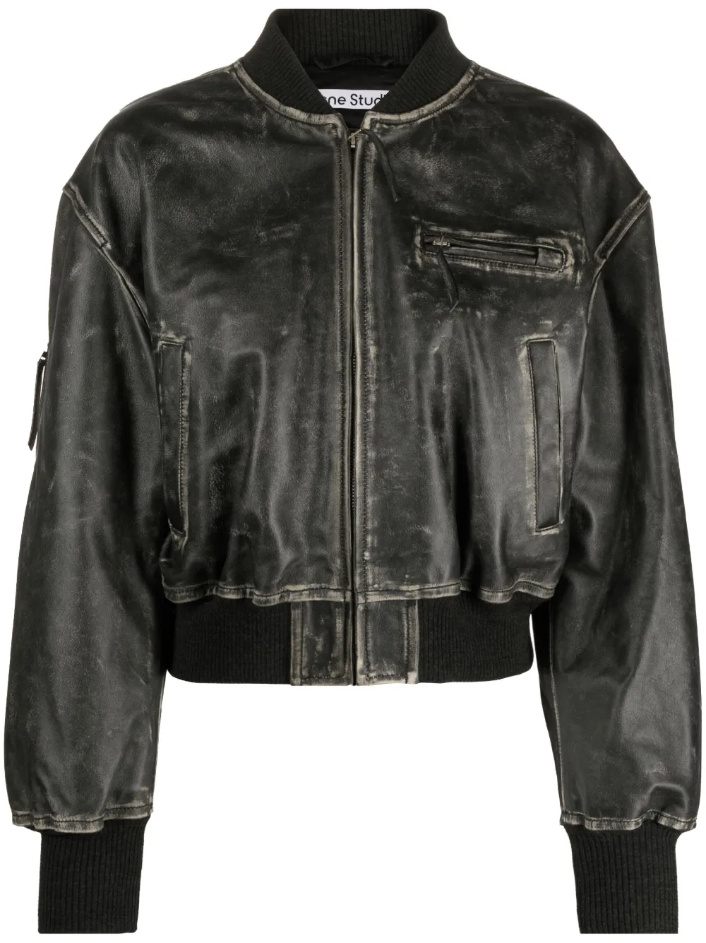 Acne Studios distressed-effect leather jacket - Black