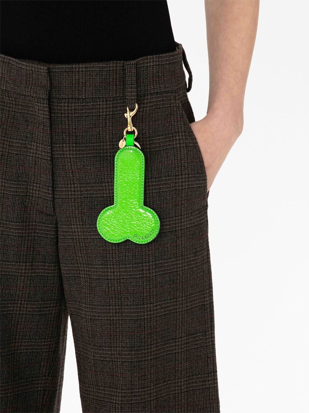 Shop Jw Anderson Logo-embossed Leather Keyring In Green