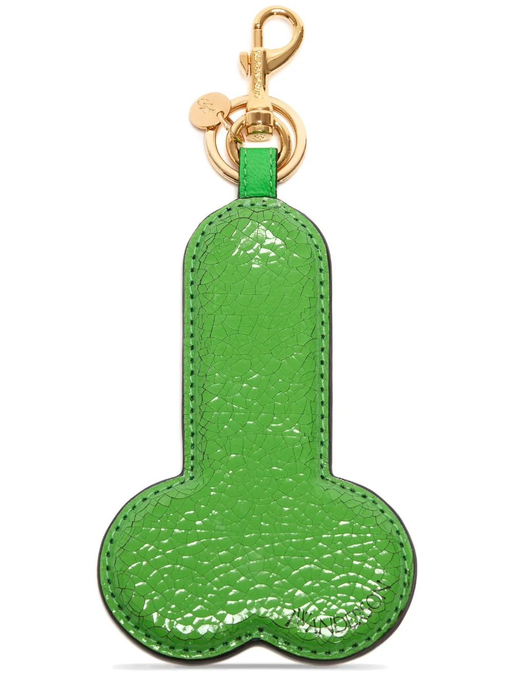 Shop Jw Anderson Logo-embossed Leather Keyring In Green