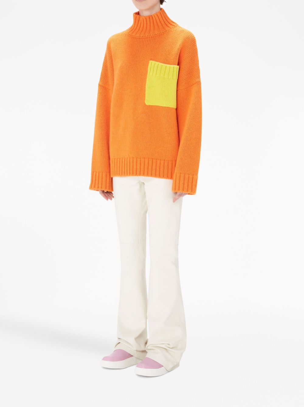 Shop Jw Anderson Knitted Patch-pocket Jumper In Orange
