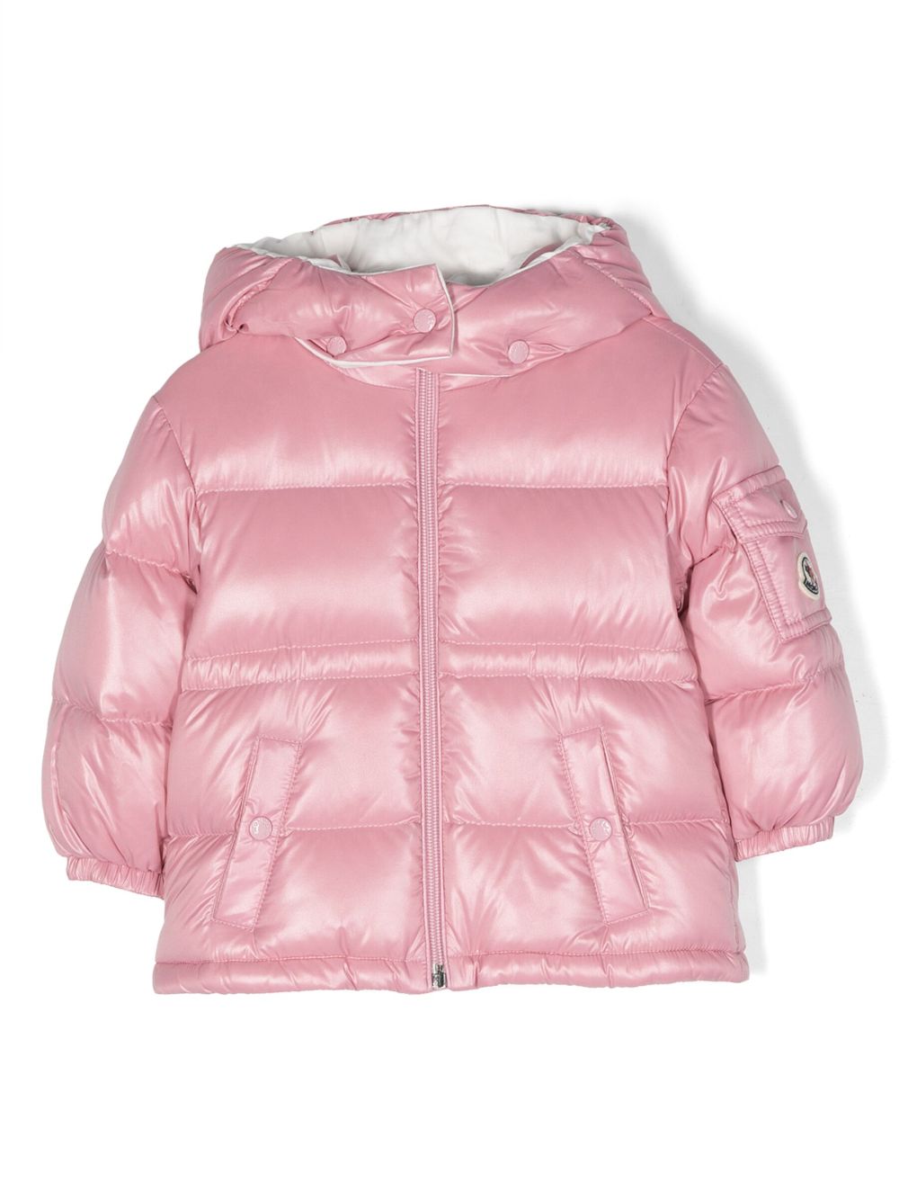 Moncler Enfant logo-patch cotton padded coat - Pink