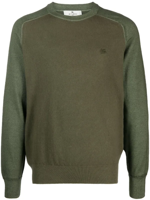 Etro Logo-embroidered Virgin Wool Sweater in Green