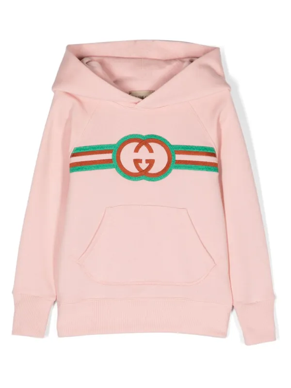 Gucci Kids logo embroidered Cotton Hoodie Pink FARFETCH PH