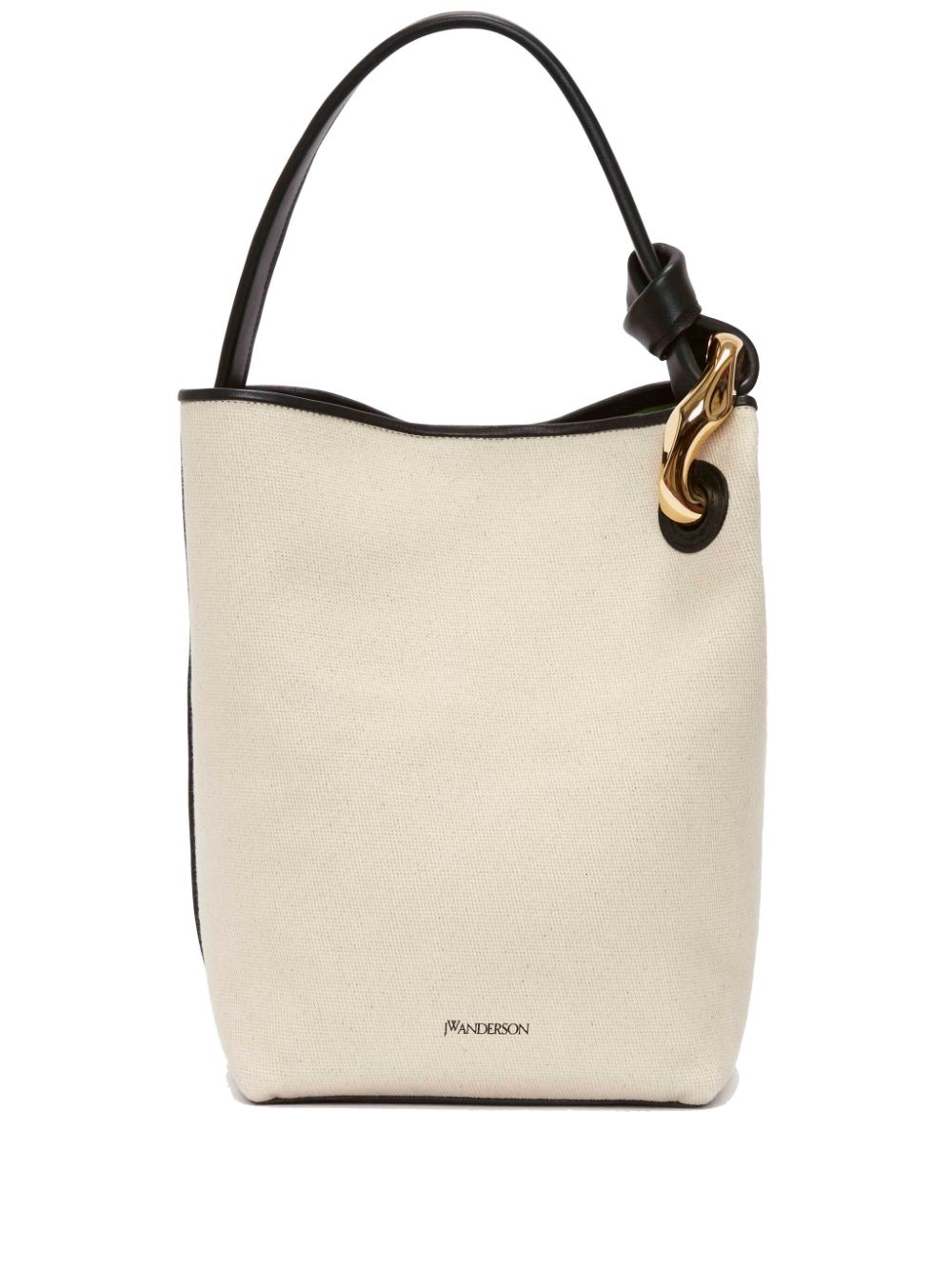 JW ANDERSON Chain-embellished leather-trimmed cotton-canvas bucket bag