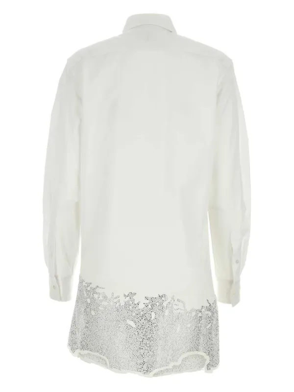 【送料&関税込】J.W. Anderson Rhinestone Shirt Dress JW Anderson crystal-embellished Cotton Shirtdress | White