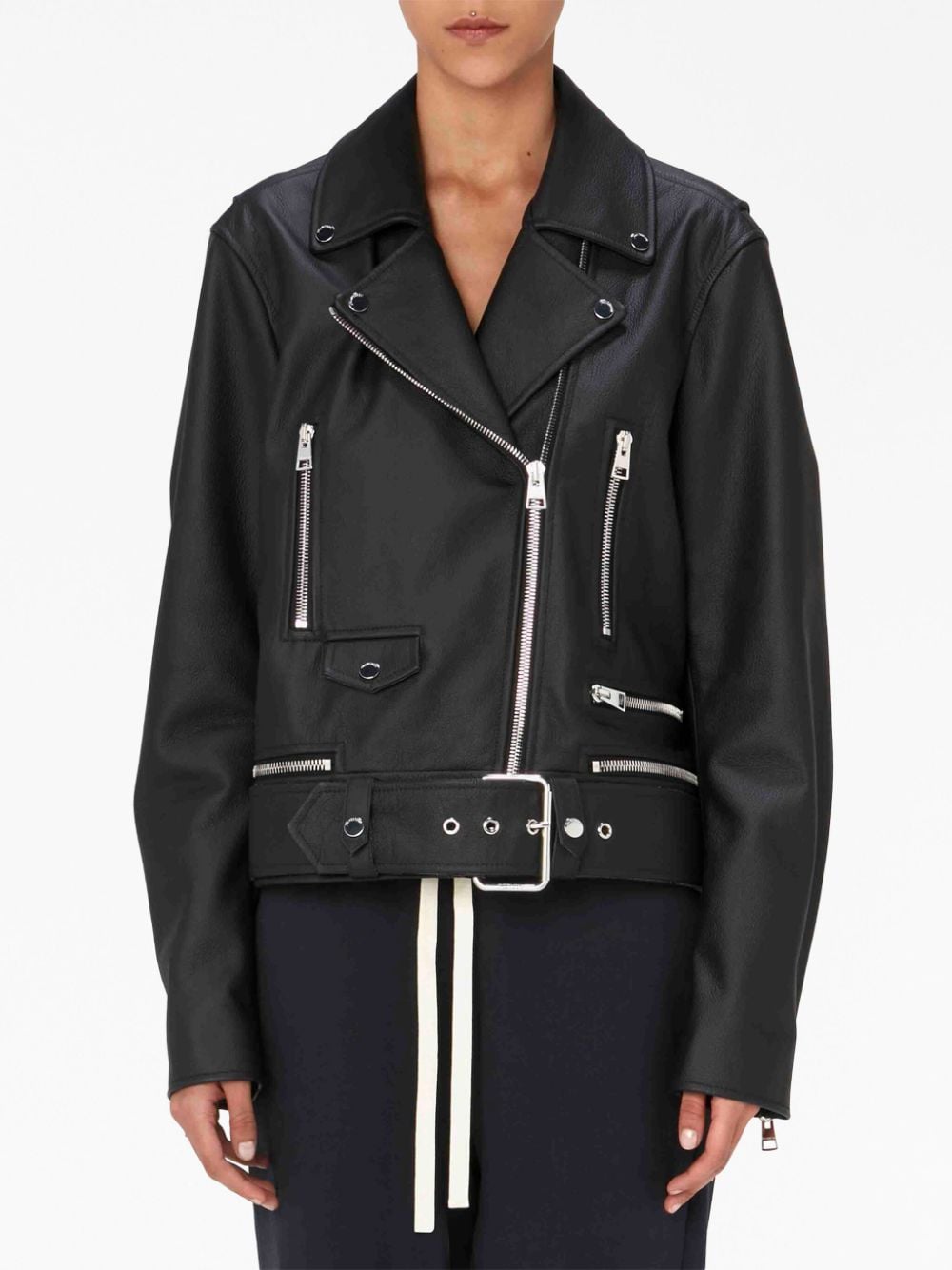 Shop Jw Anderson Leather Biker Jacket In Black