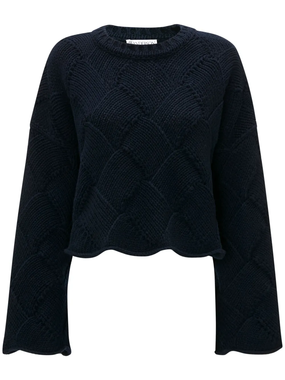 JW Anderson pull crop à design tressé - Bleu Top Merken Winkel