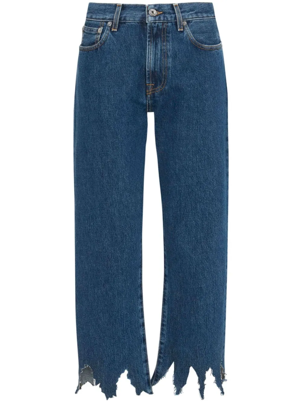 JW ANDERSON LOGO-PATCH LASER-CUT DETAIL STRAIGHT-LEG JEANS