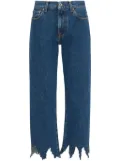 JW Anderson logo-patch laser-cut detail straight-leg jeans - Blue
