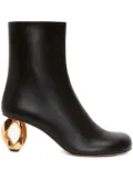 JW Anderson Chain-heel leather ankle boots - Black