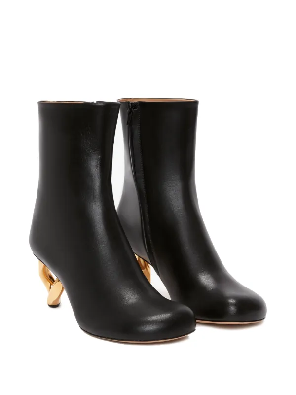 JW Anderson Chain-heel Leather Ankle Boots | Black | FARFETCH NZ