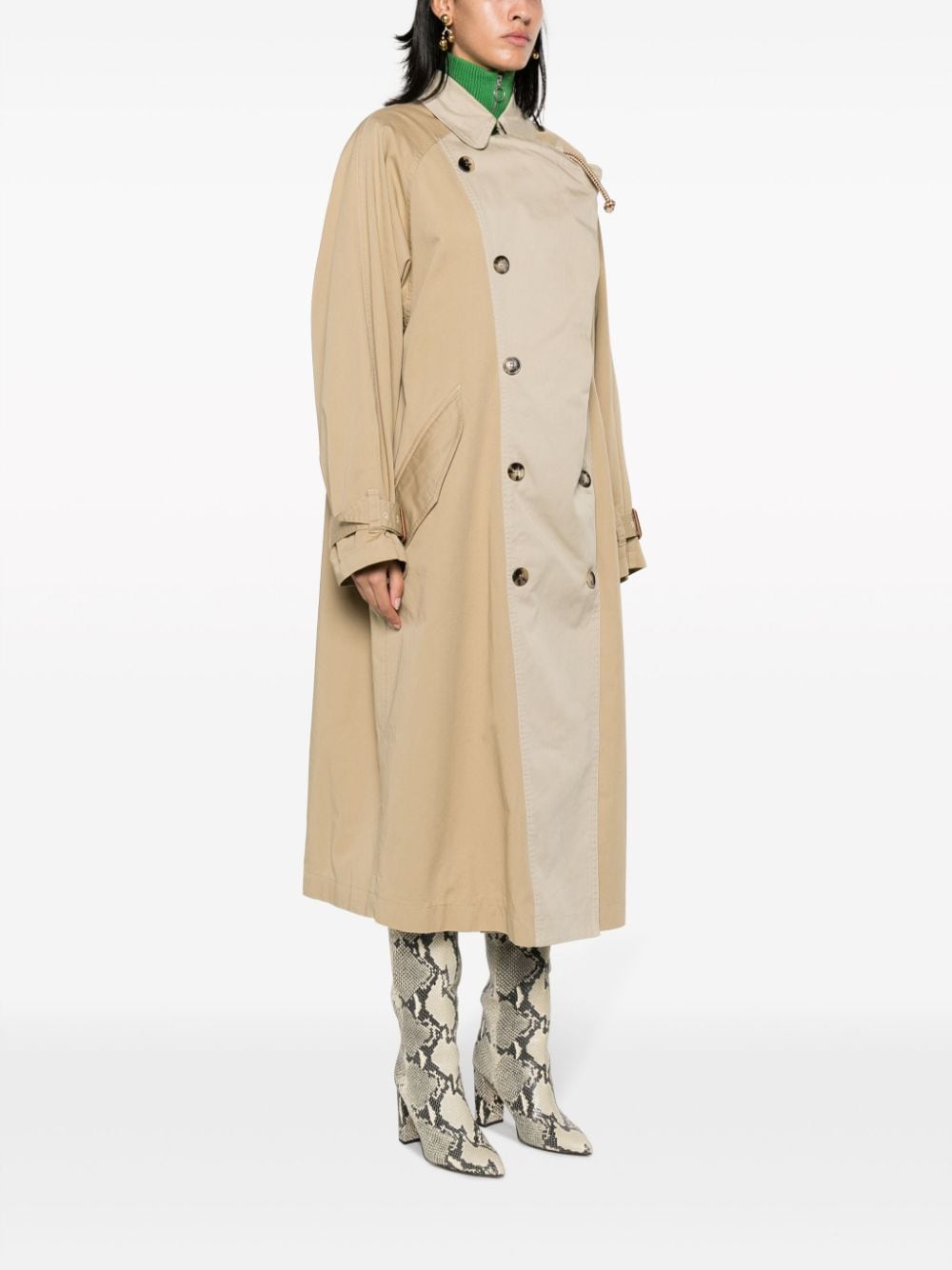 Shop Isabel Marant Two-tone Cotton Trench Coat In Neutrals
